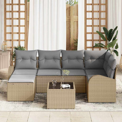 Set di divani 7 pcs Beige e grigio chiaro polyrattan | homemem39