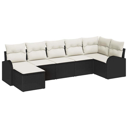 Set di divani con cuscino 7 pcs Nero polyrattan | homemem39