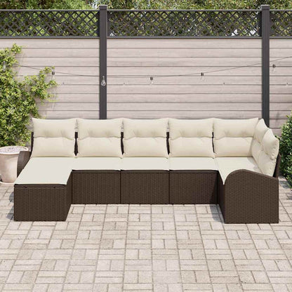 Set di divani con cuscino 7 pcs Marrone polyrattan | homemem39