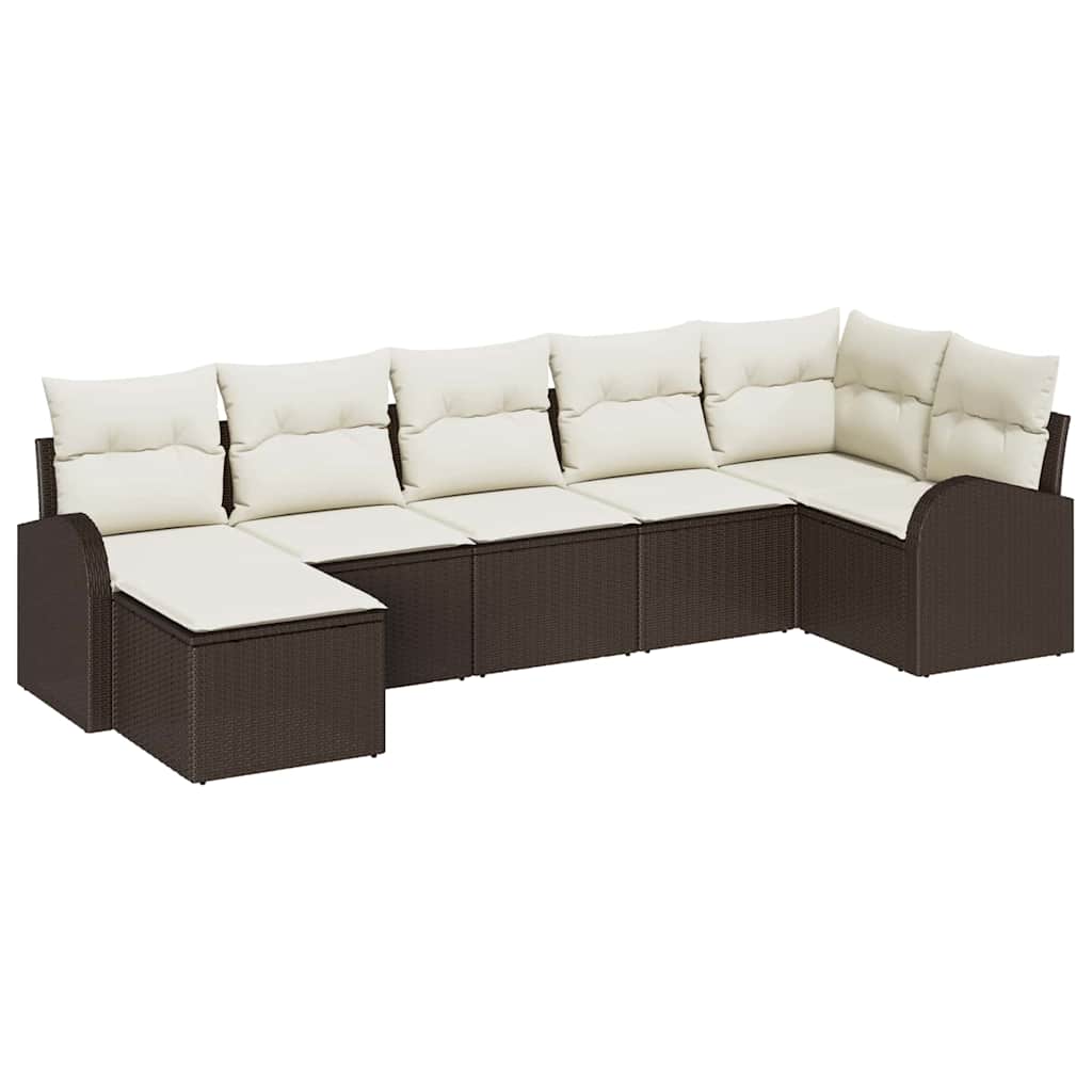 Set di divani con cuscino 7 pcs Marrone polyrattan | homemem39