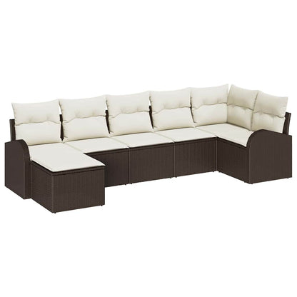 Set di divani con cuscino 7 pcs Marrone polyrattan | homemem39