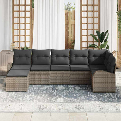 Set di divani con cuscino 7 pcs Grigio polyrattan