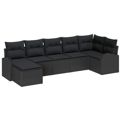 Set di divani con cuscino 7 pcs Nero polyrattan | homemem39