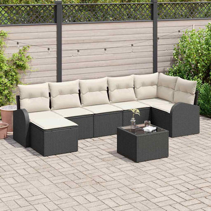 Set di divani con cuscino 8 pcs Nero polyrattan | homemem39