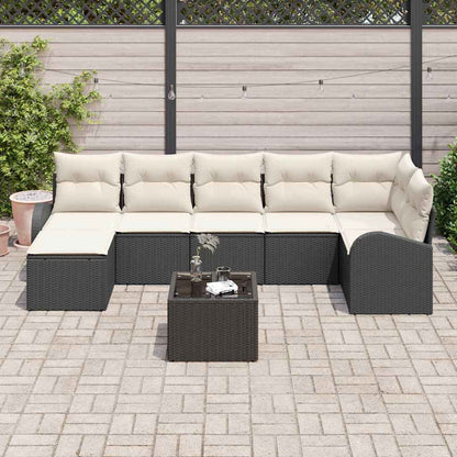 Set di divani con cuscino 8 pcs Nero polyrattan | homemem39