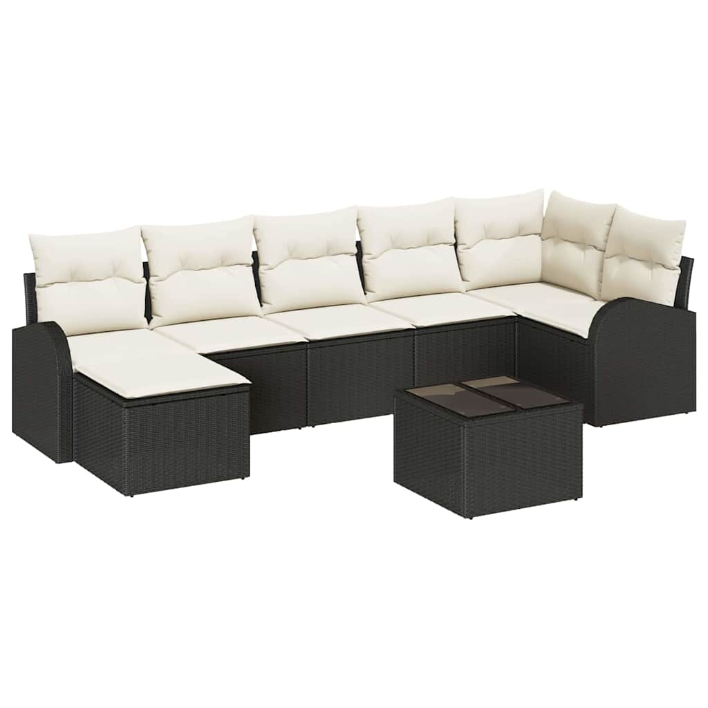 Set di divani con cuscino 8 pcs Nero polyrattan | homemem39
