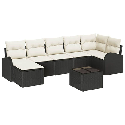 Set di divani con cuscino 8 pcs Nero polyrattan | homemem39