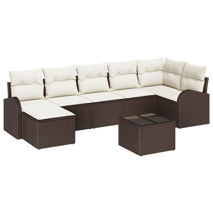 Set di divani con cuscino 8 pcs Marrone polyrattan | homemem39