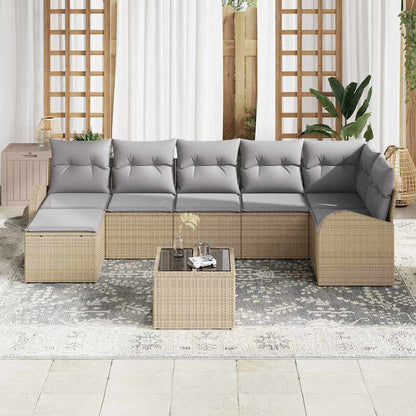 Set di divani con cuscino 8 pcs Beige polyrattan | homemem39