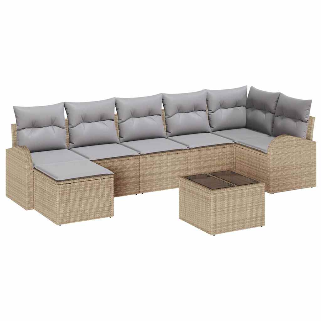 Set di divani con cuscino 8 pcs Beige polyrattan | homemem39