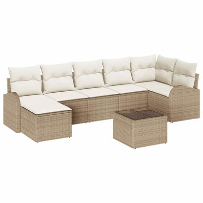 Set di divani con cuscino 8 pcs Beige polyrattan | homemem39