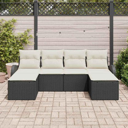 Set di divani con cuscino 6 pcs Nero e Bianco polyrattan | homemem39