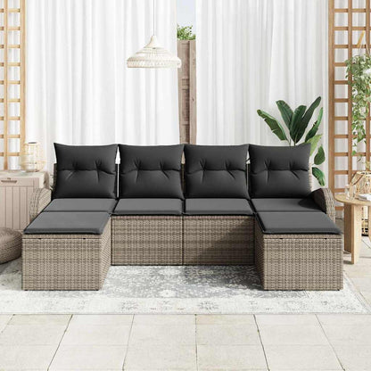 Set di divani con cuscino 6 pcs Grigio polyrattan | homemem39