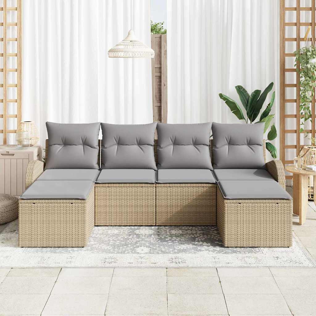 Set di divani 6 pcs Beige e grigio chiaro polyrattan | homemem39