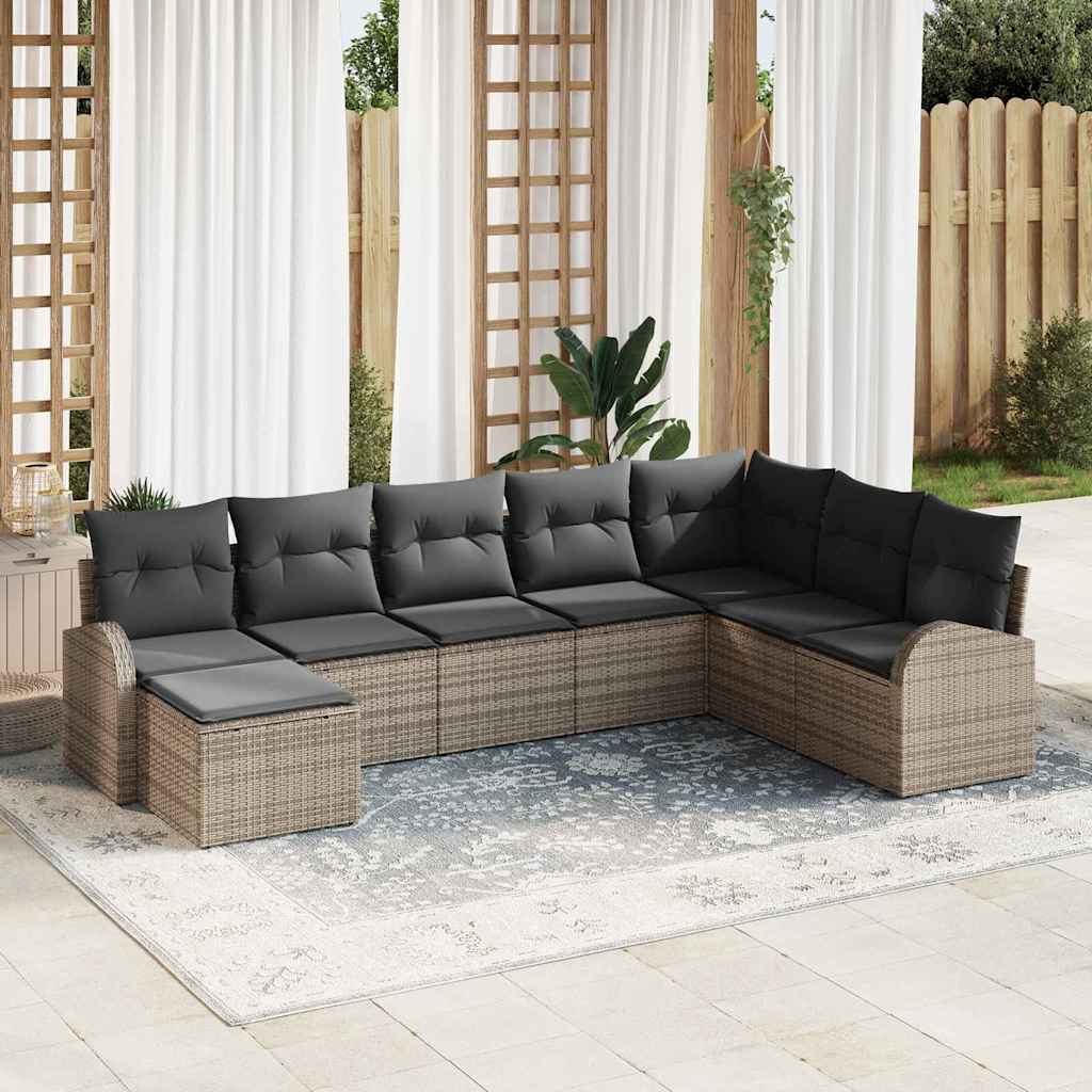 Set di divani con cuscino 8 pcs Grigio polyrattan