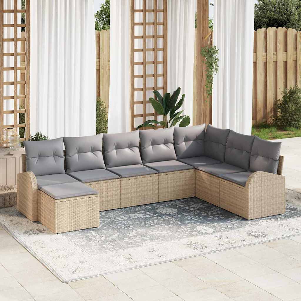 Set di divani 8 pcs Beige e grigio chiaro polyrattan | homemem39