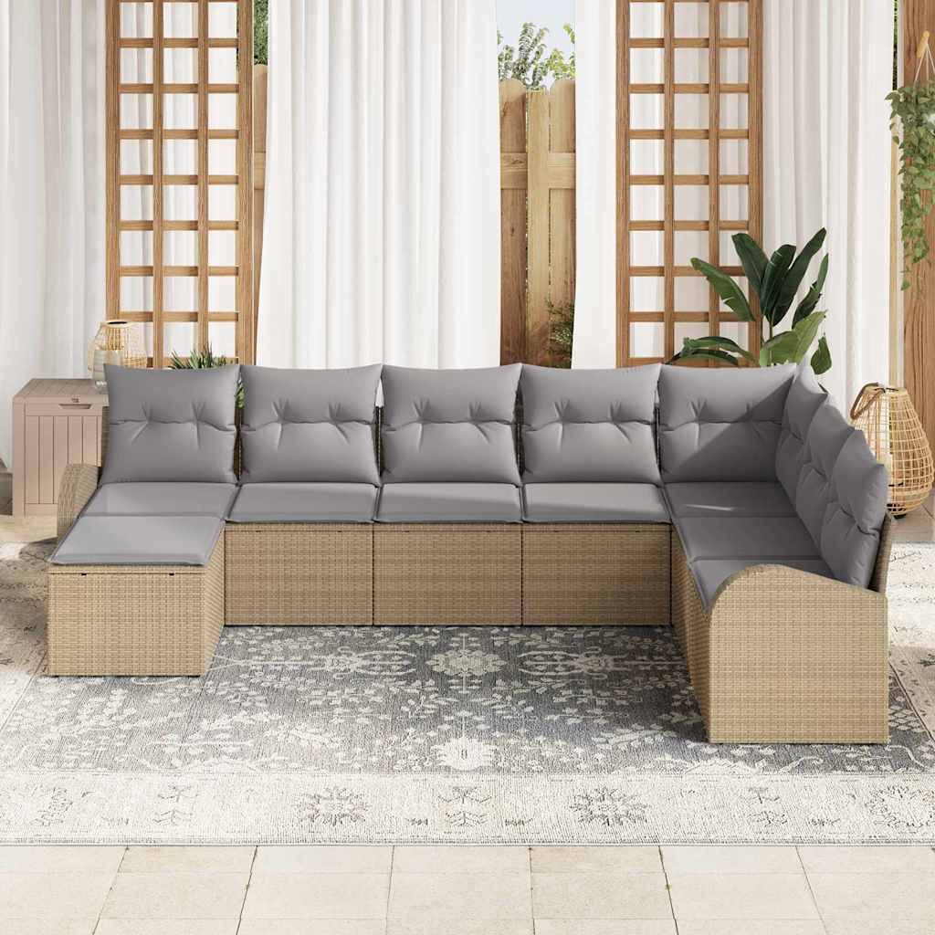 Set di divani 8 pcs Beige e grigio chiaro polyrattan | homemem39