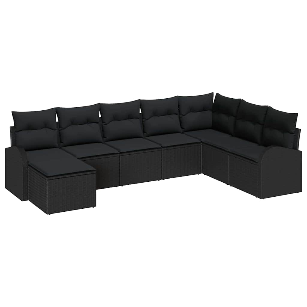 Set di divani con cuscino 8 pcs Nero polyrattan | homemem39