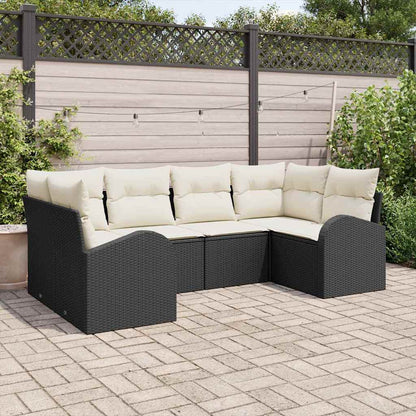 Set Divano da Giardino 6 pcs Nero e Bianco polyrattan | homemem39