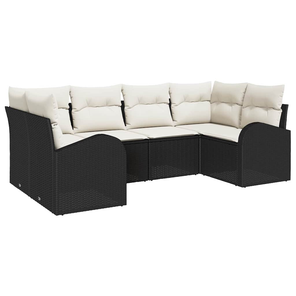 Set Divano da Giardino 6 pcs Nero e Bianco polyrattan | homemem39