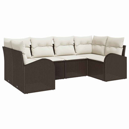 Set Divano da Giardino 6 pcs Marrone e bianco polyrattan | homemem39
