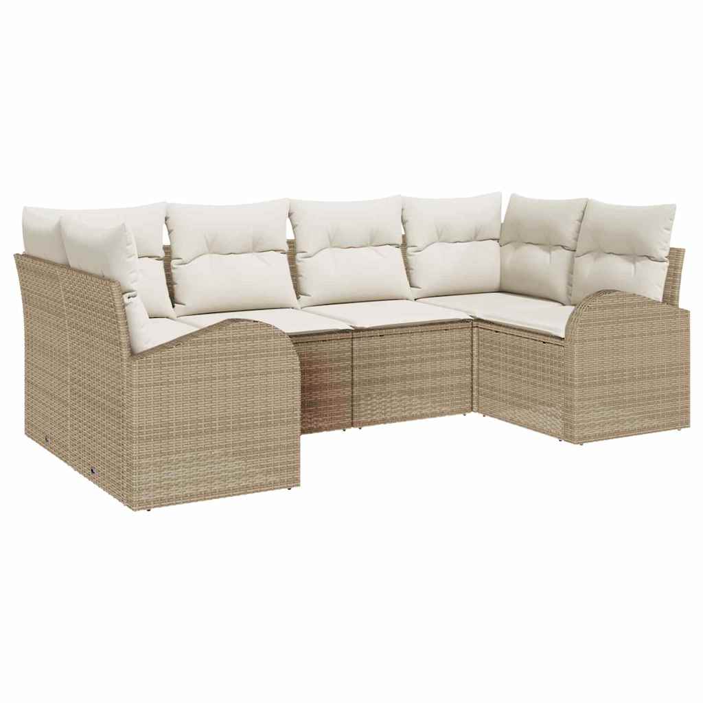Set Divano da Giardino 6 pcs Beige e Bianco polyrattan | homemem39