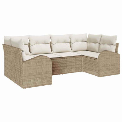 Set Divano da Giardino 6 pcs Beige e Bianco polyrattan | homemem39