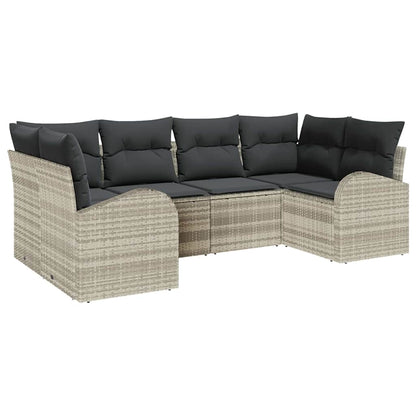 Set Divano da Giardino 6 pcs Grigio chiaro polyrattan | homemem39