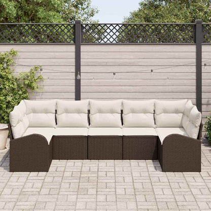Set Divano da Giardino 7 pcs Marrone e bianco polyrattan | homemem39