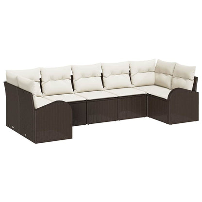 Set Divano da Giardino 7 pcs Marrone e bianco polyrattan | homemem39
