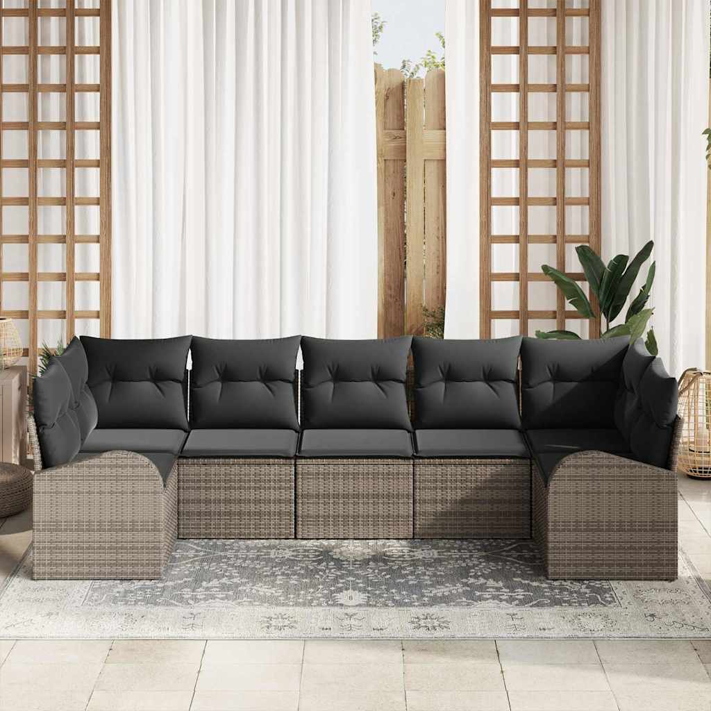 Set Divano da Giardino con cuscino 7 pcs Grigio polyrattan | homemem39