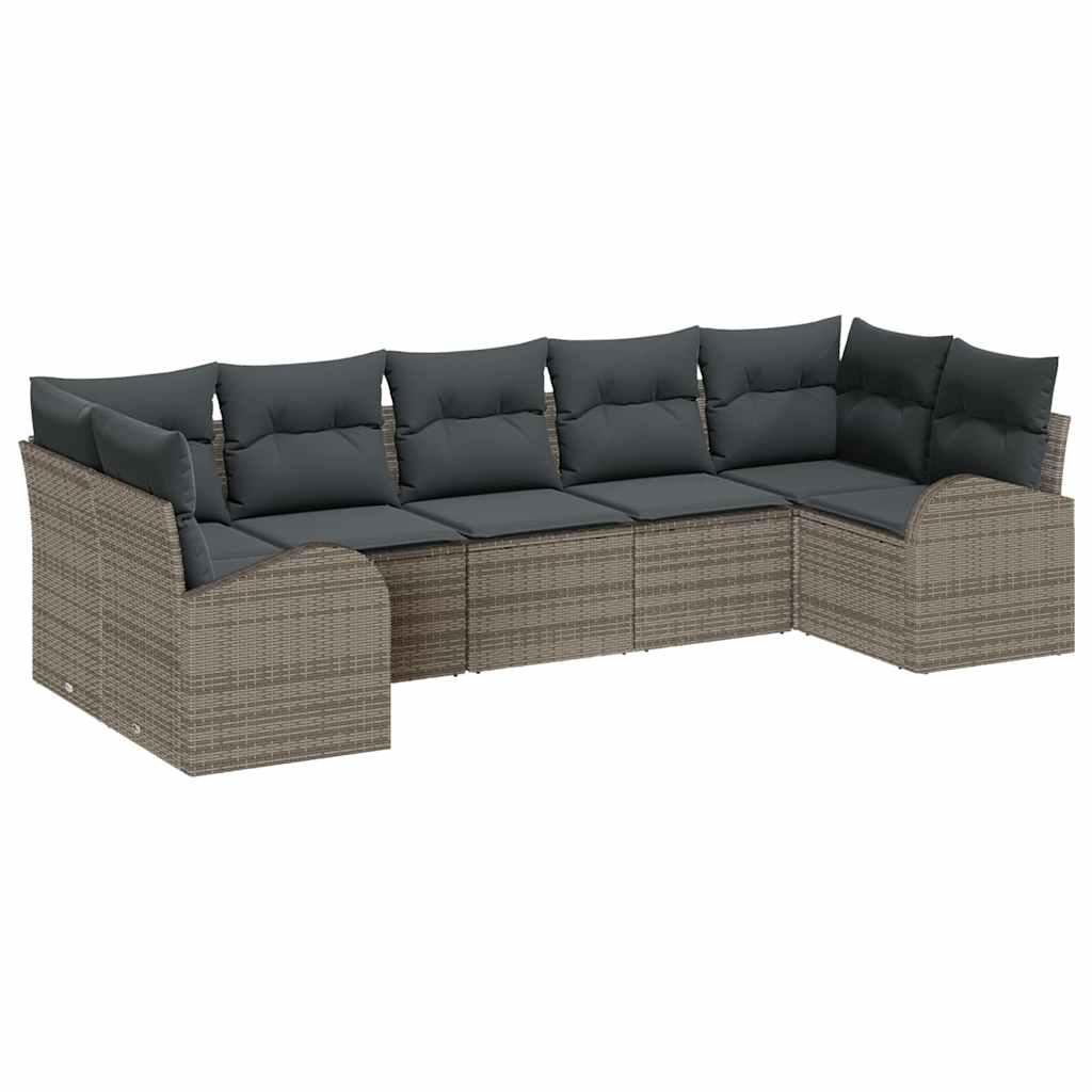 Set Divano da Giardino con cuscino 7 pcs Grigio polyrattan | homemem39