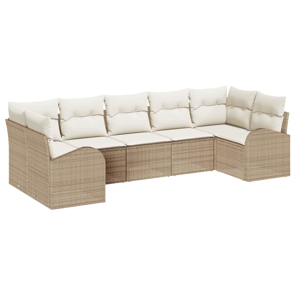 Set Divano da Giardino 7 pcs Beige e Bianco polyrattan | homemem39