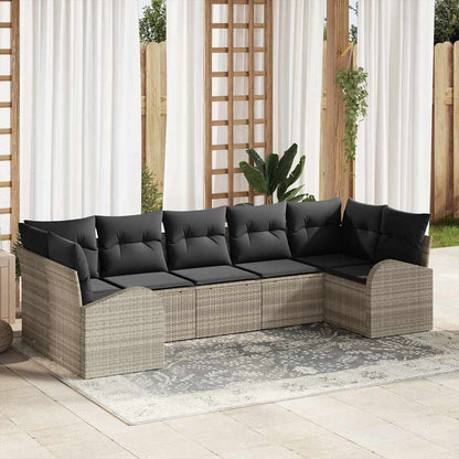 Set Divano da Giardino 7 pcs Grigio chiaro polyrattan | homemem39
