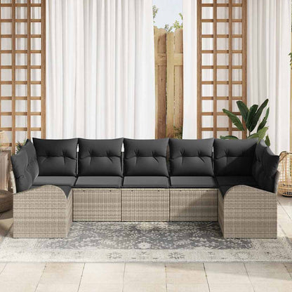 Set Divano da Giardino 7 pcs Grigio chiaro polyrattan | homemem39