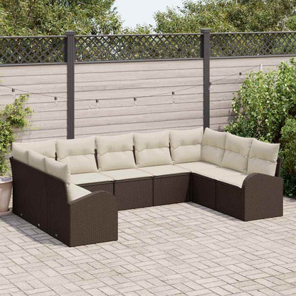 Set Divano da Giardino 9 pcs Marrone e bianco polyrattan | homemem39