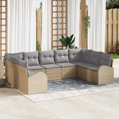 Set Divano da Giardino 9 pcs Beige e Grigio Chiaro polyrattan | homemem39
