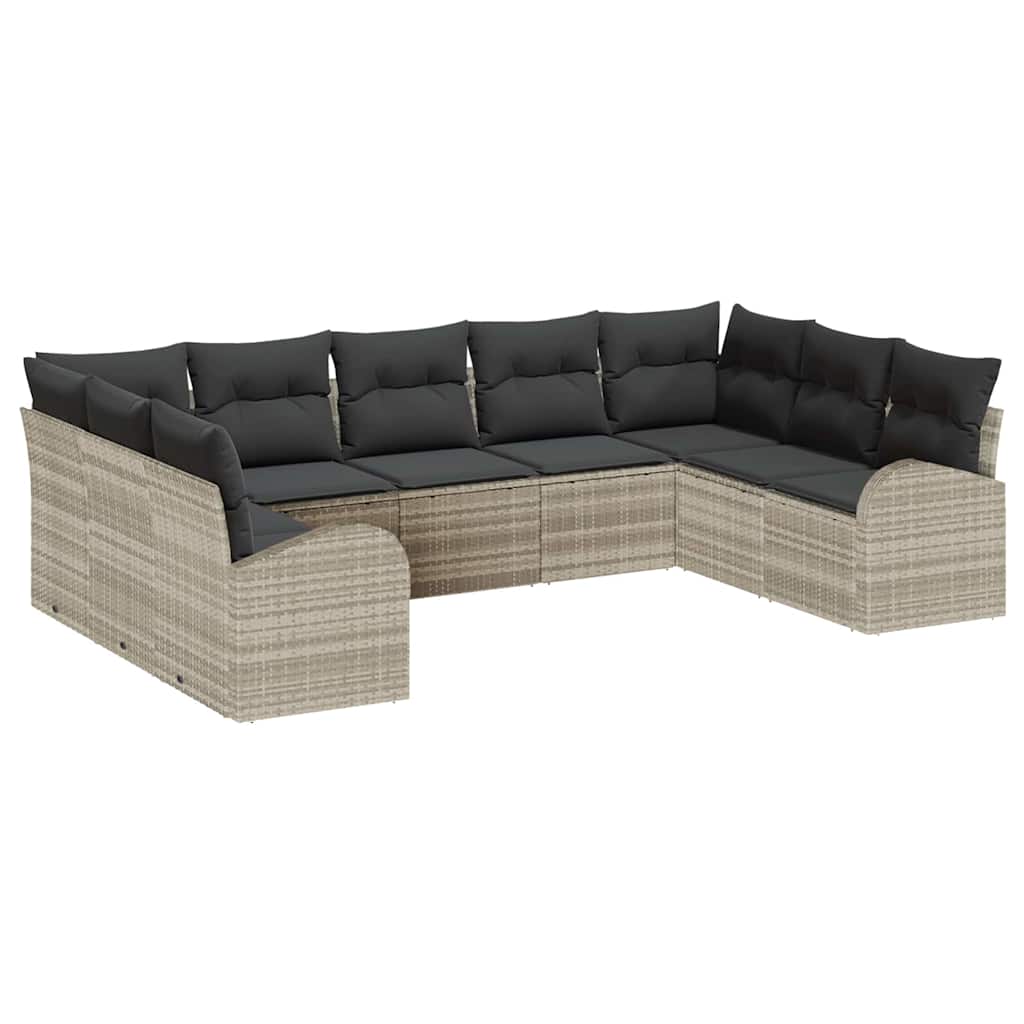 Set Divano da Giardino 9 pcs Grigio chiaro polyrattan | homemem39