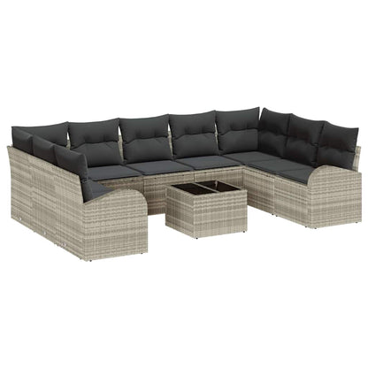 Set Divano da Giardino 10 pcs Grigio chiaro polyrattan | homemem39