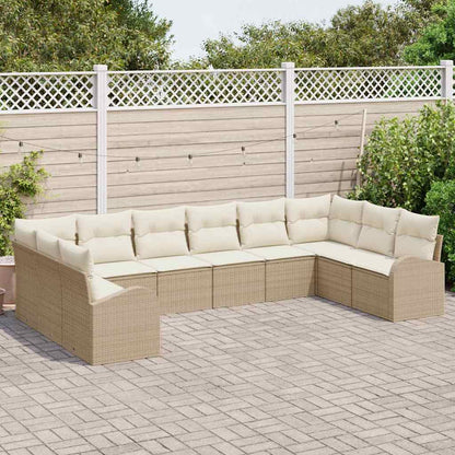 Set Divano da Giardino 10 pcs Beige e Bianco polyrattan
