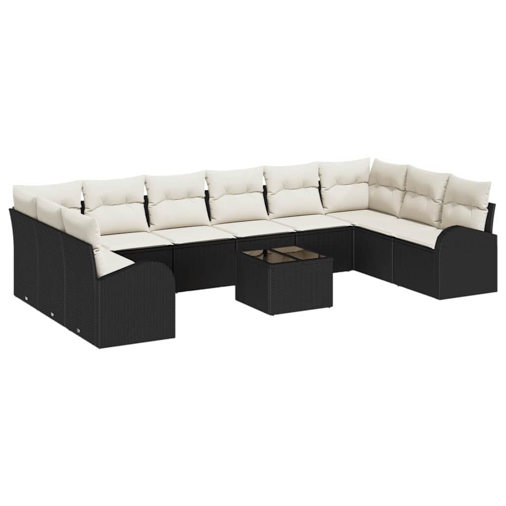 Set Divano da Giardino 11 pcs Marrone e Crema polyrattan