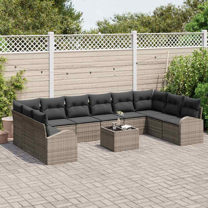 Set Divano da Giardino 11 pcs Grigio chiaro polyrattan