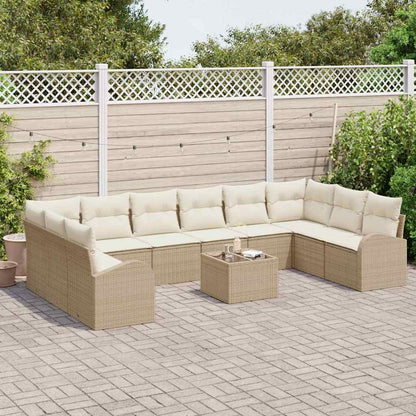 Set Divano da Giardino 11 pcs Beige e Crema polyrattan