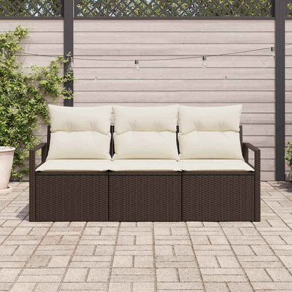 Set Divano da Giardino 3 pcs Marrone e bianco polyrattan