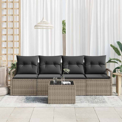 Set di divani con cuscino 5 pcs Grigio polyrattan