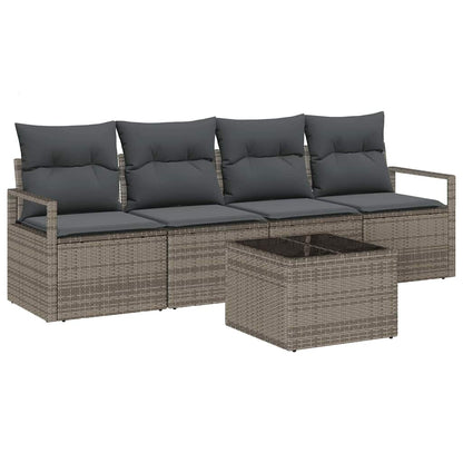 Set di divani con cuscino 5 pcs Grigio polyrattan
