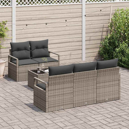 Set Divano da Giardino con cuscino 6 pcs Grigio polyrattan