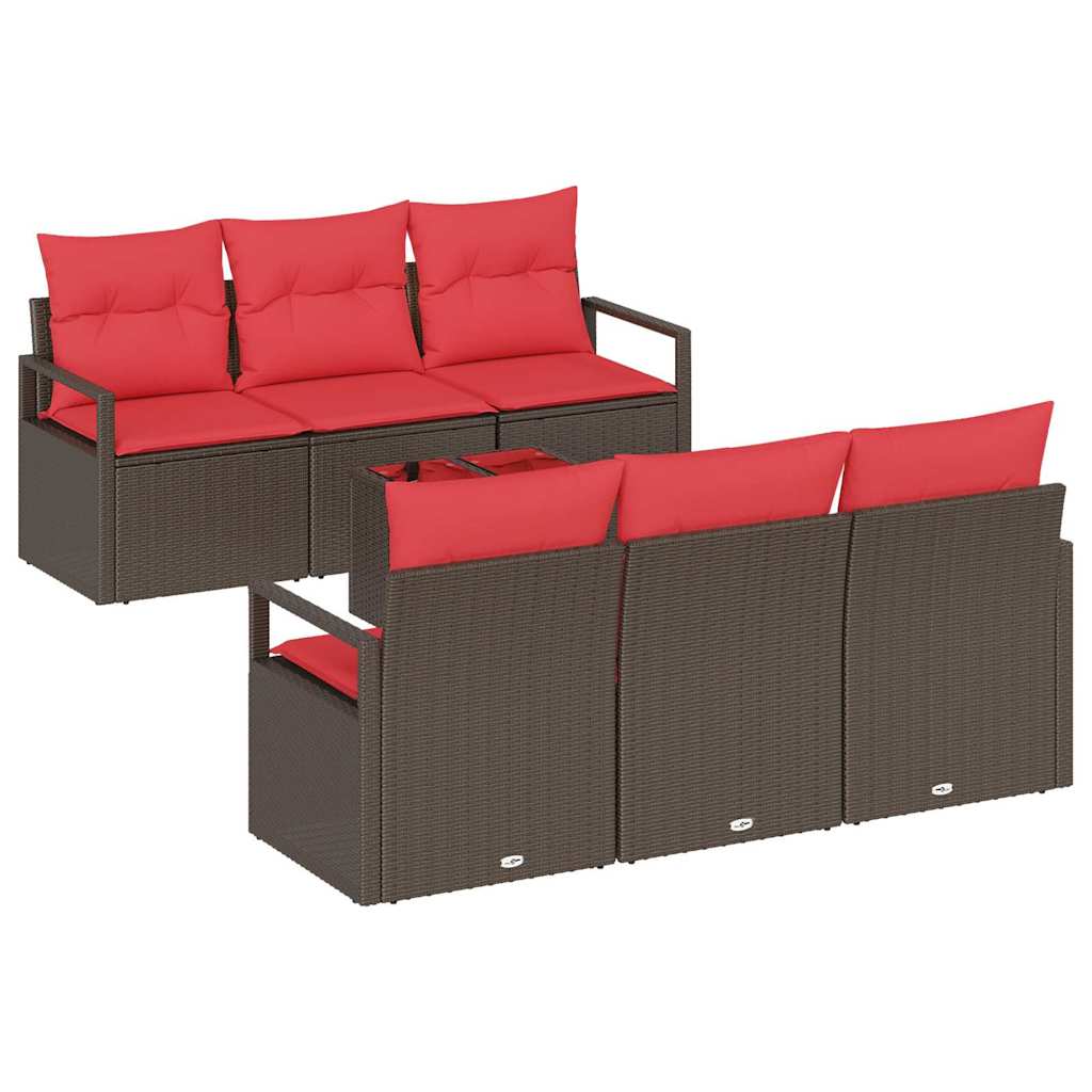 Set Divano da Giardino 7 pcs Beige e Rosso polyrattan | homemem39