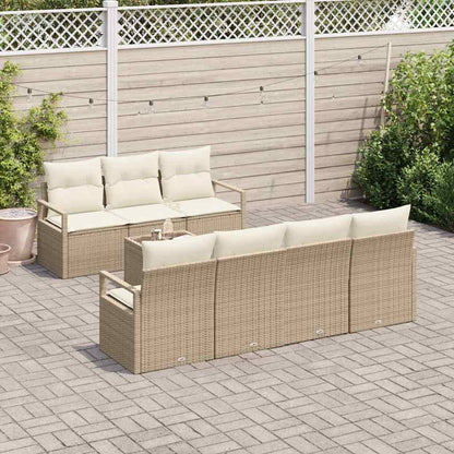 Set Divano da Giardino 8 pcs Beige e Crema polyrattan
