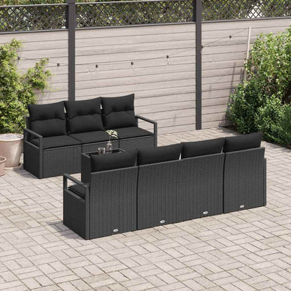 Set Divano da Giardino con cuscino 8 pcs Nero polyrattan